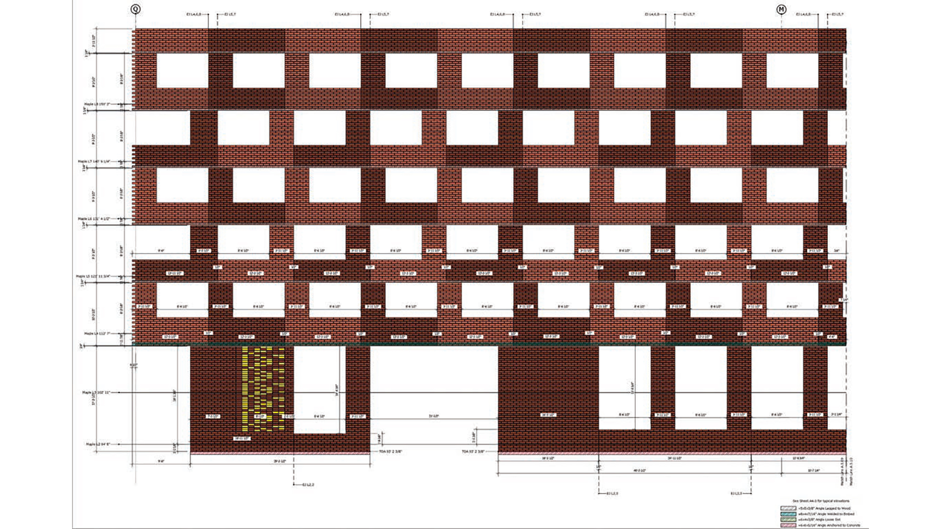 Brick Elevations showing brick types, bond patterns, and opening lay out model. Courtesy of R&D Masonry.