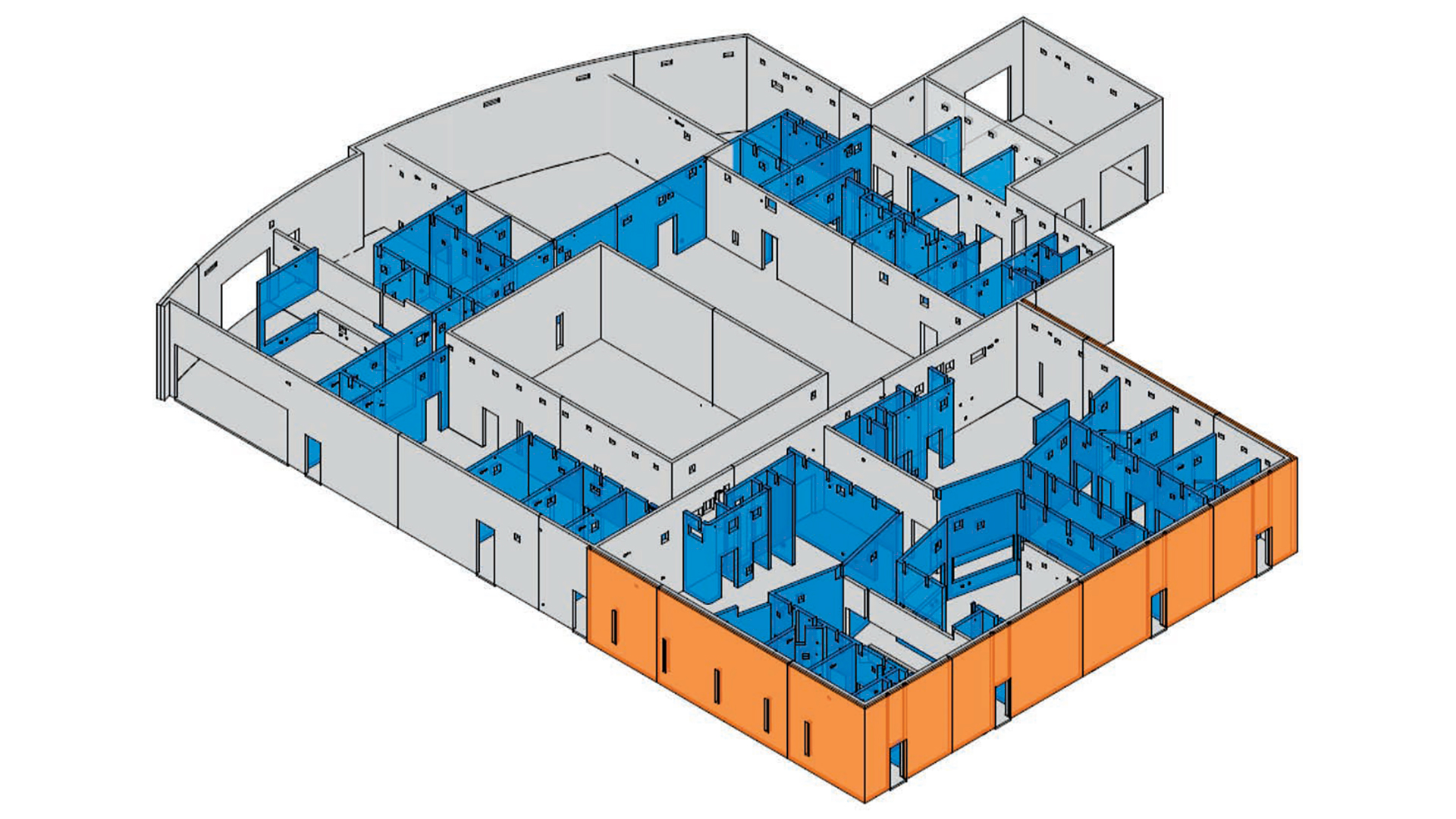 3D CMU Model created to include all CMU walls. Courtesy of Mortenson Construction.