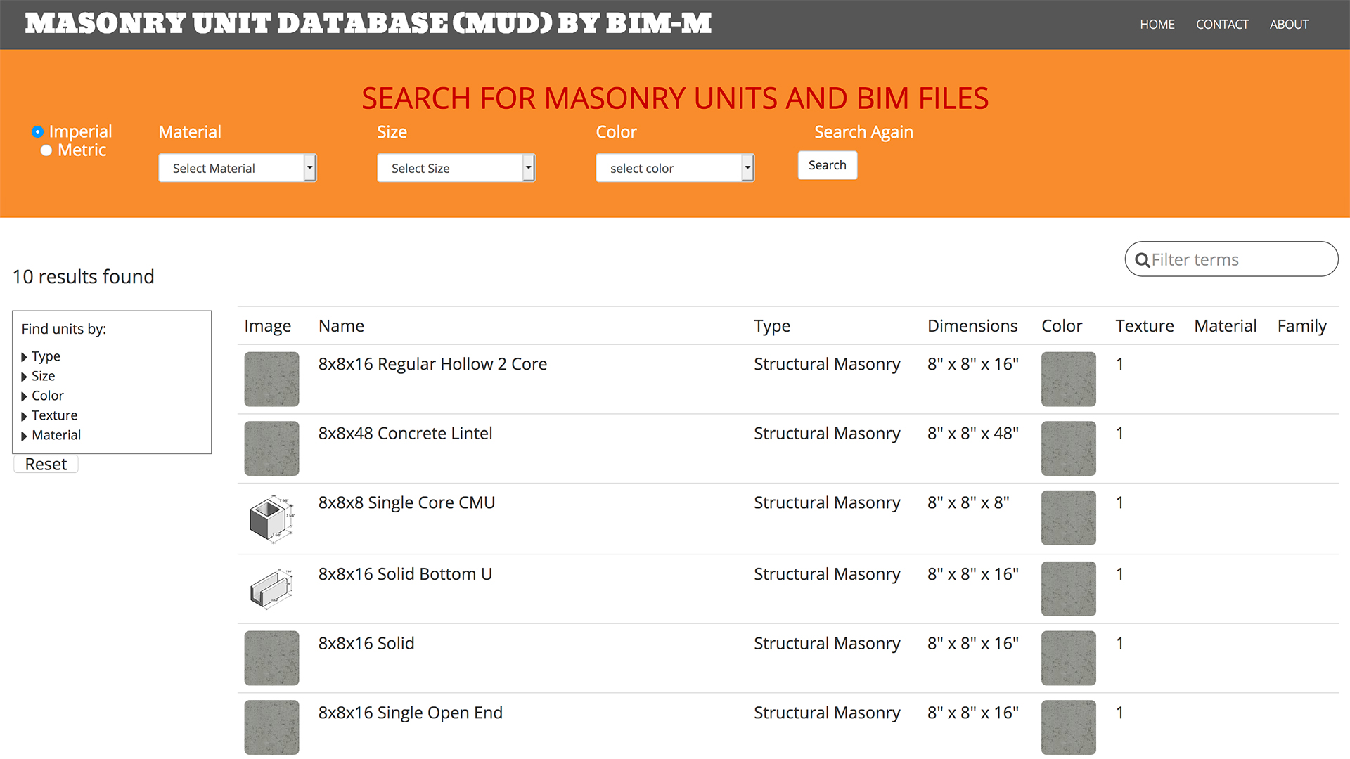 Masonry Unit Database