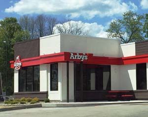 NewBrick installation at this recent Arby’s Restaurant renovation in New York. The white brick was manufactured in this color, eliminating the need for onsite painting.